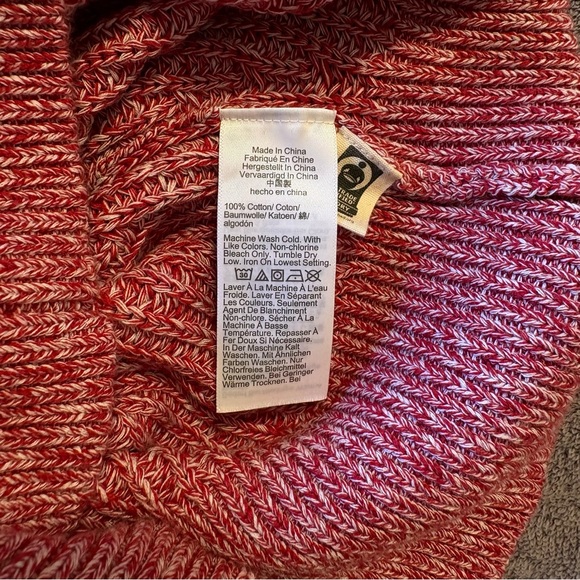 NWT Madewell Red Marled Ribbed Long Sleeve Lace-Up Sweater 100% Cotton Size M - Picture 8 of 8